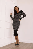 Baxtor Off the Shoulder Midi Dress White Black