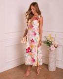 Refined Whisper Floral Ruffle Midi Dress