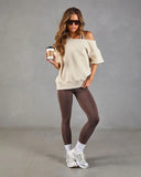 Empower Luxe Short Sleeve Off The Shoulder Sweatshirt