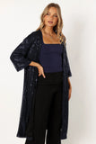Karsyn Open Front Sequin Duster Navy