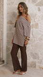 Reda Semi Sheer Pants Chocolate White Spot