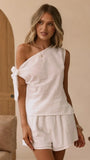 Zahavah Off Shoulder Top and Shorts Set White