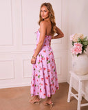 Petal Halo Strapless Floral Maxi Dress