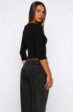 Soft Focus 3 4 Sleeve Top Black