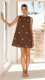 Natala Shift Mini Dress Chocolate White Polka Dot