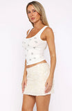 Soft Power Sequin Mini Skirt Cream