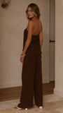Zabrina Semi Sheer Strapless Top and Pants Set Chocolate