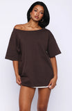 Give Me Options Off Shoulder Tee Chocolate