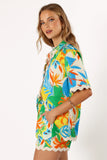 Harriet Button Down Top Malta Print