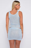 My Little Secret Sequin Knit Mini Skirt Ice Blue