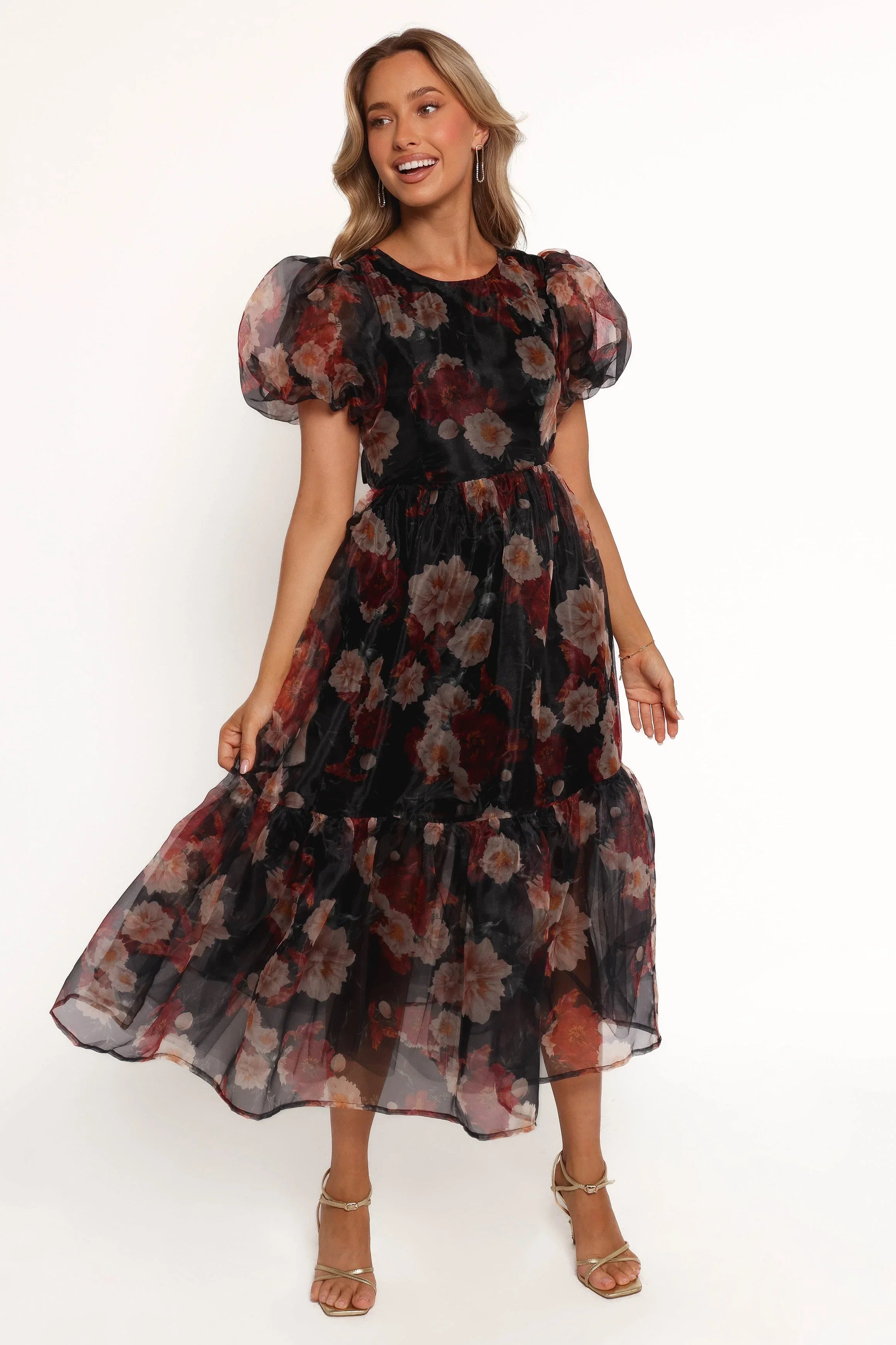 Elspeth Midi Dress Black Floral