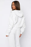 Cant Miss It Boxy Zip Front Hoodie Grey Marle Rose Gold