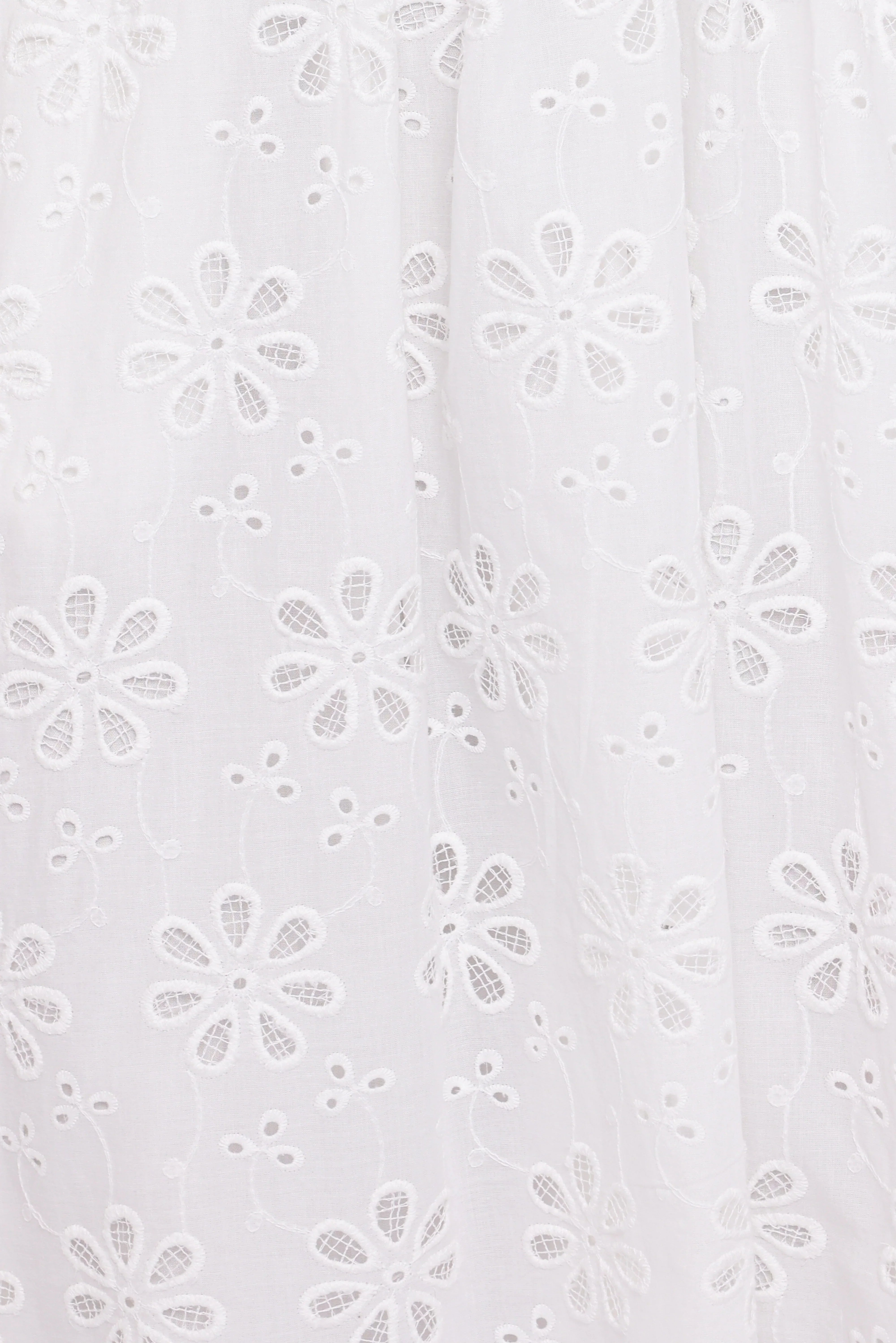 Clo Puff Sleeve Midi Dress White Broderie