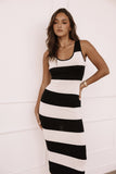 Bridget Midi Dress Cream Black Stripe