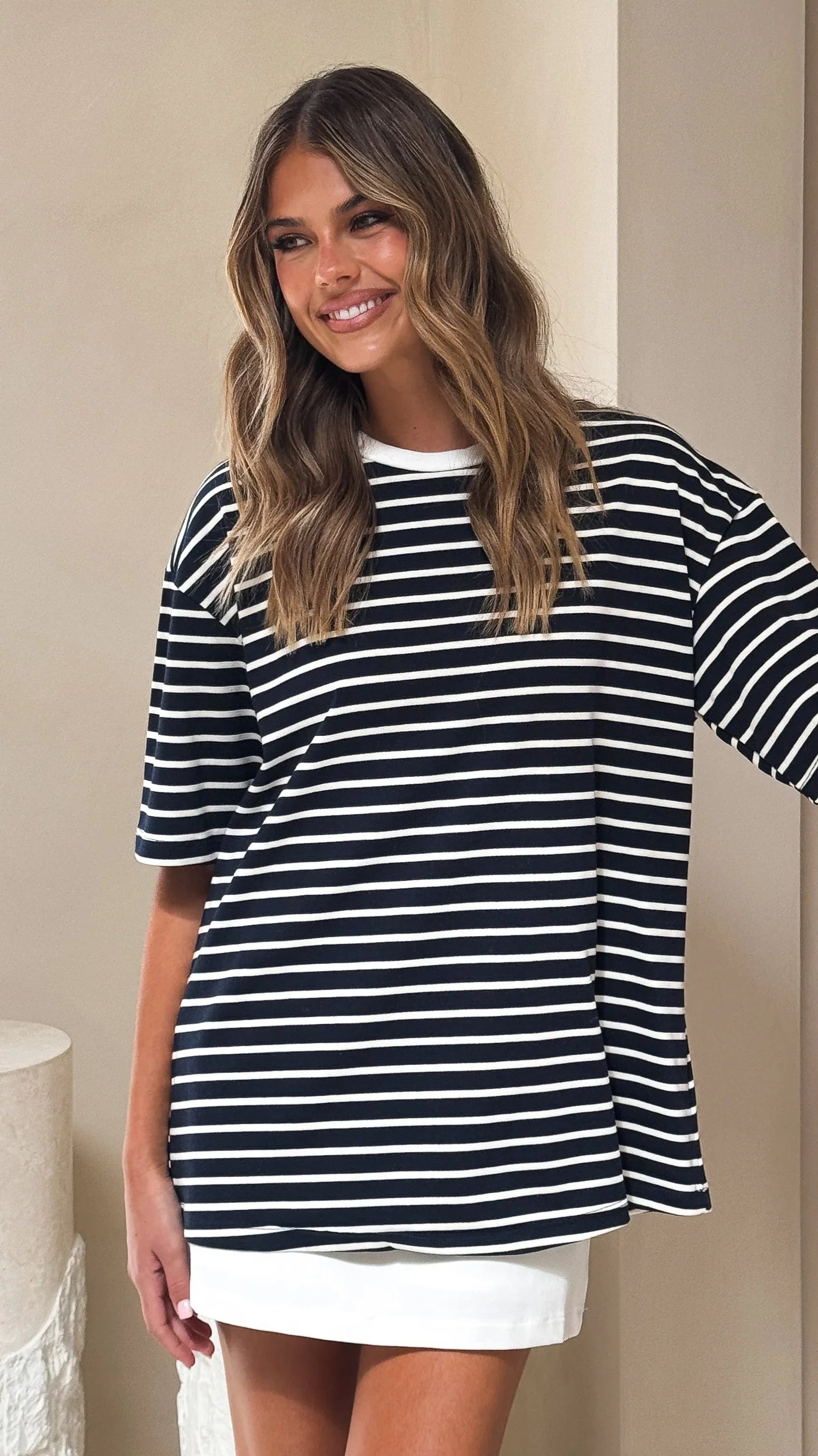 Jeto Oversized Tee Navy White