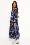 Korina Long Sleeve Maxi Dress Vintage Blues