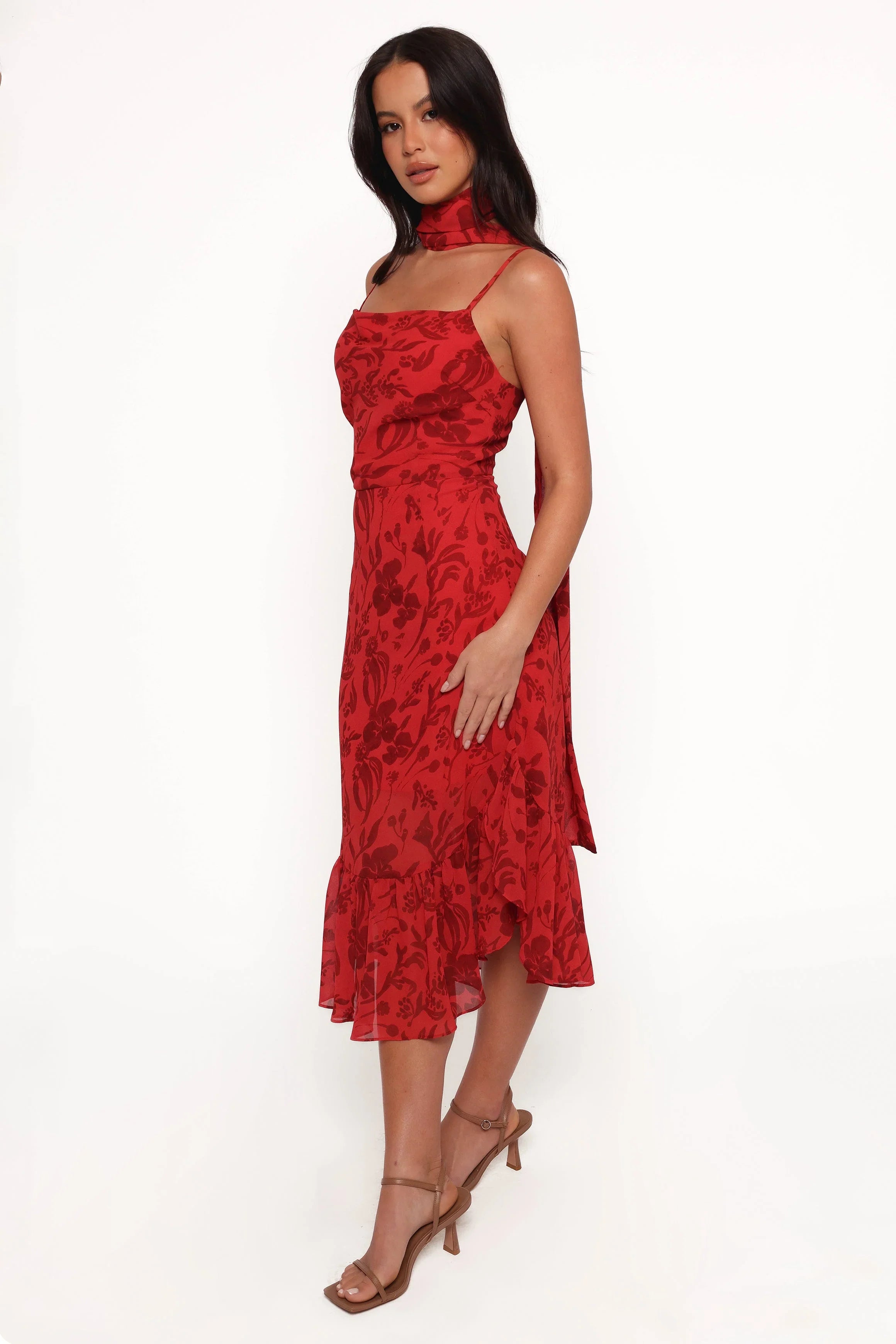 Francesca Midi Dress Red Floral