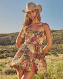 Moonlit Meadow Floral Tapestry Bubble Hem Mini Dress