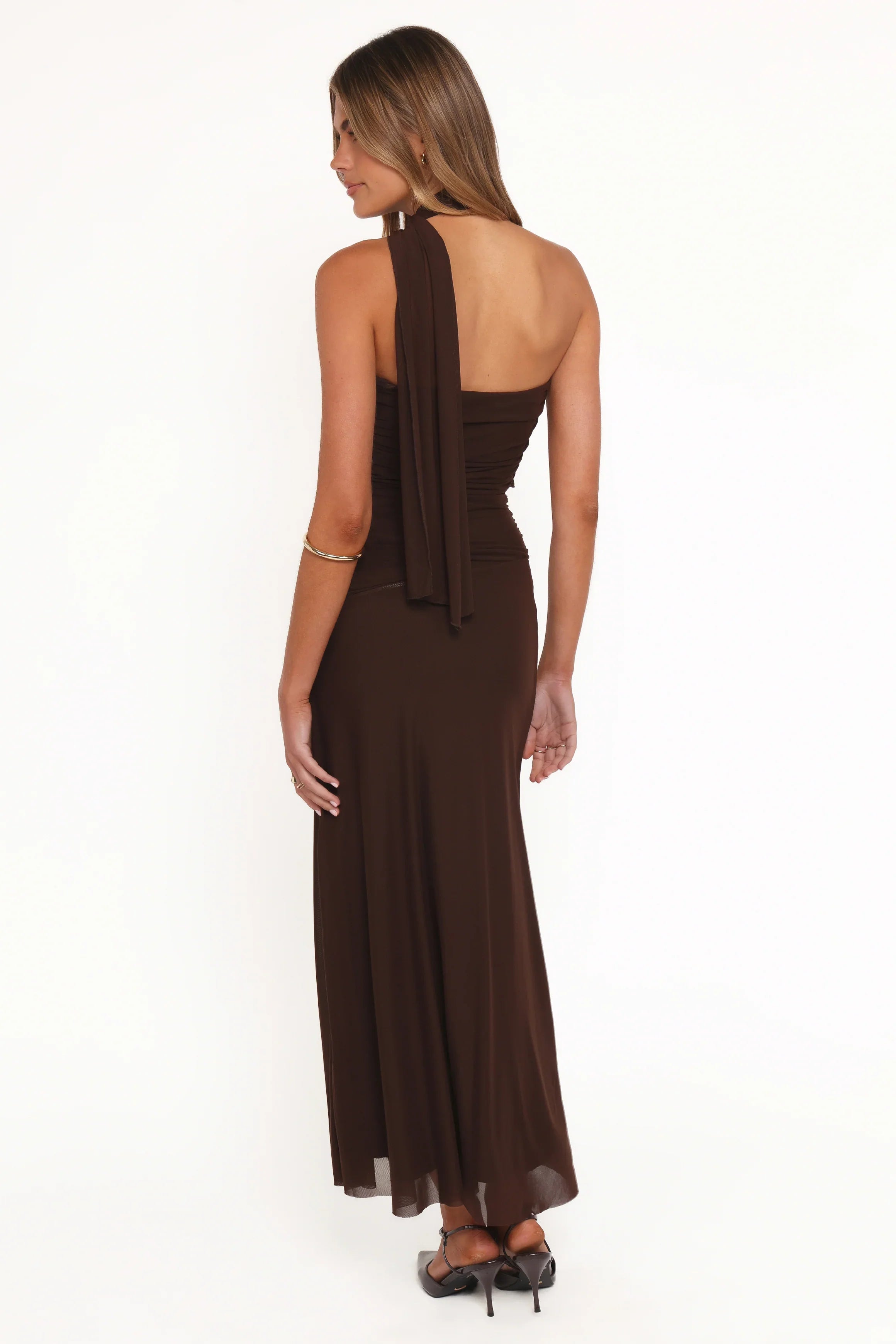 Charly One Shoulder Maxi Dress Brown