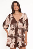 Henley Romper Brown Floral