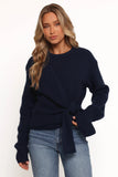 Ettie Wrap Side Tie Knit Sweater Navy