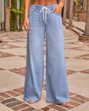 Remieh Stretch High Rise Wide Leg Drawstring Jeans