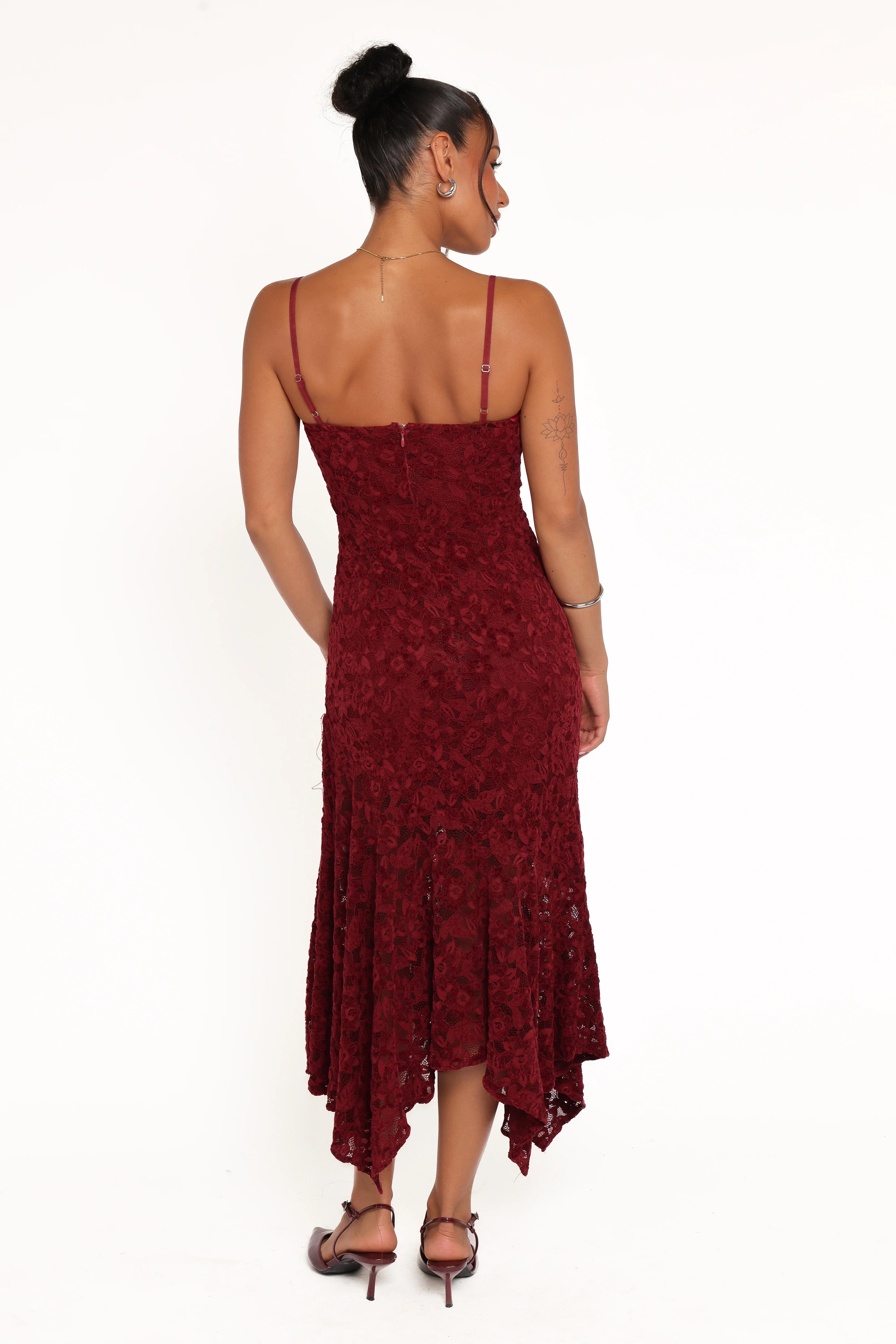 Lorde Midi Dress Burgundy Lace