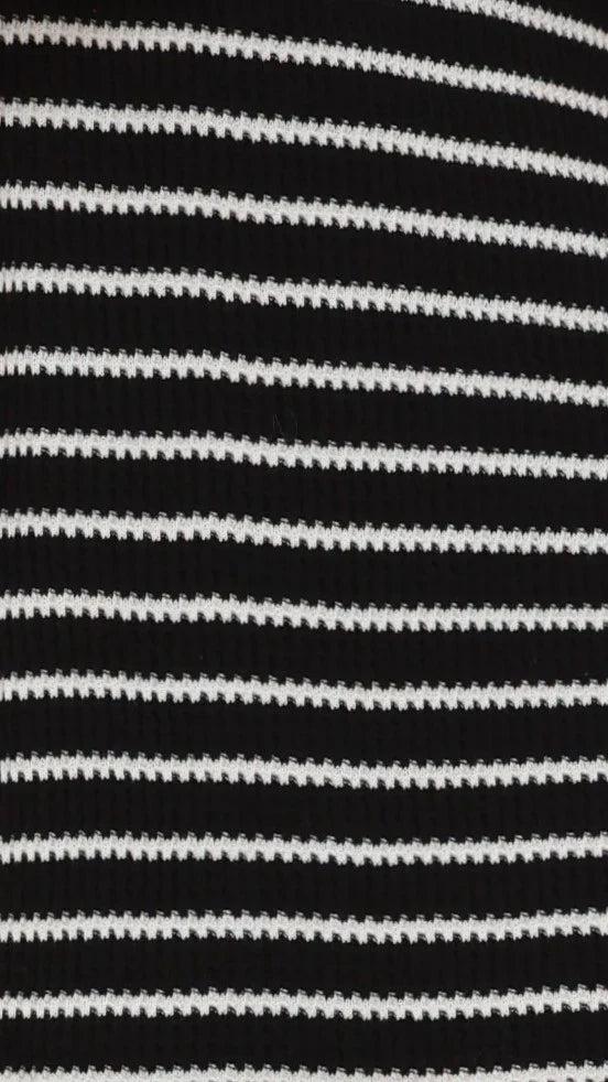 Lacole Button Up Shirt and Shorts Set Black White Stripe