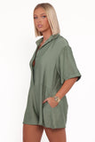 Kiya Drop Waist Romper Palm Green