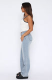 Desire Mid Rise Straight Leg Jeans Light Blue Wash