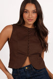 Daniella Linen Vest Chocolate Brown