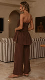 Maison Strapless Top Pants Set Chocolate