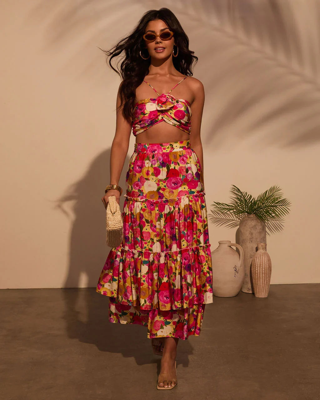Margot Floral Halter Crop Top