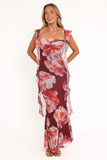 Chiara Maxi Dress Burgundy Peony