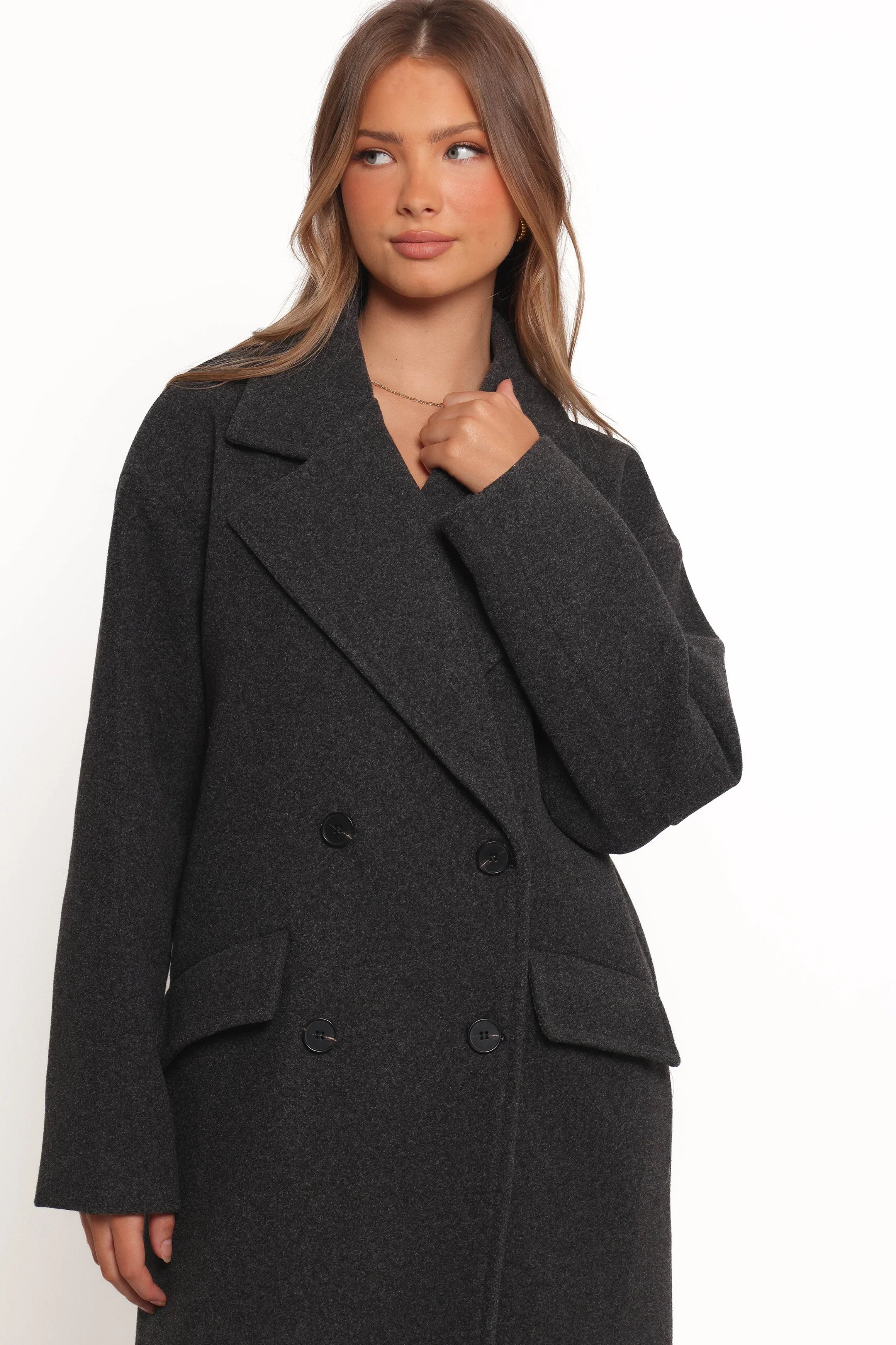 Brylie Oversized Coat Charcoal