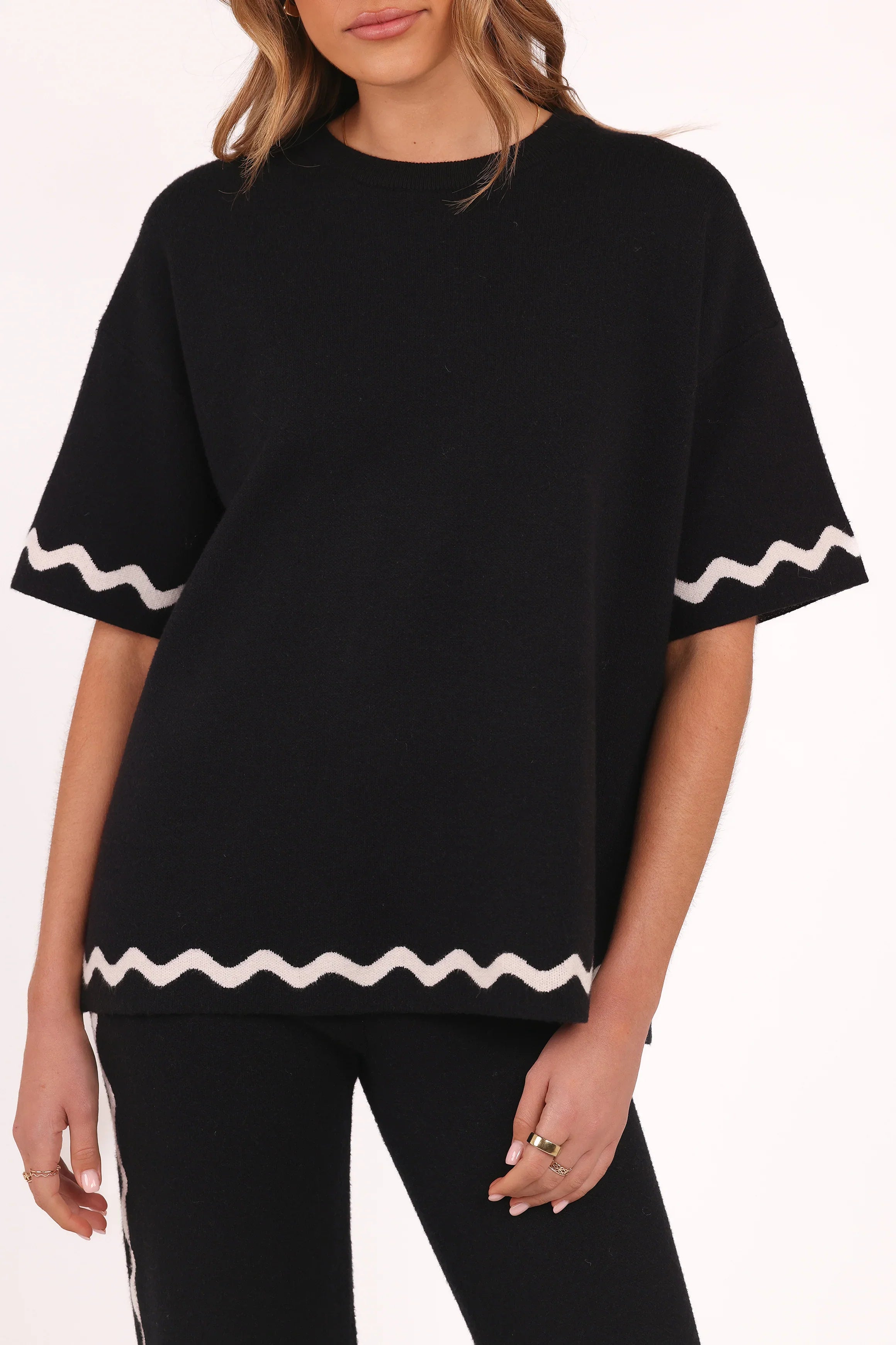 Vespa Knitted Tee Black White