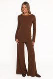 Selly Knitted Pant Set Brown