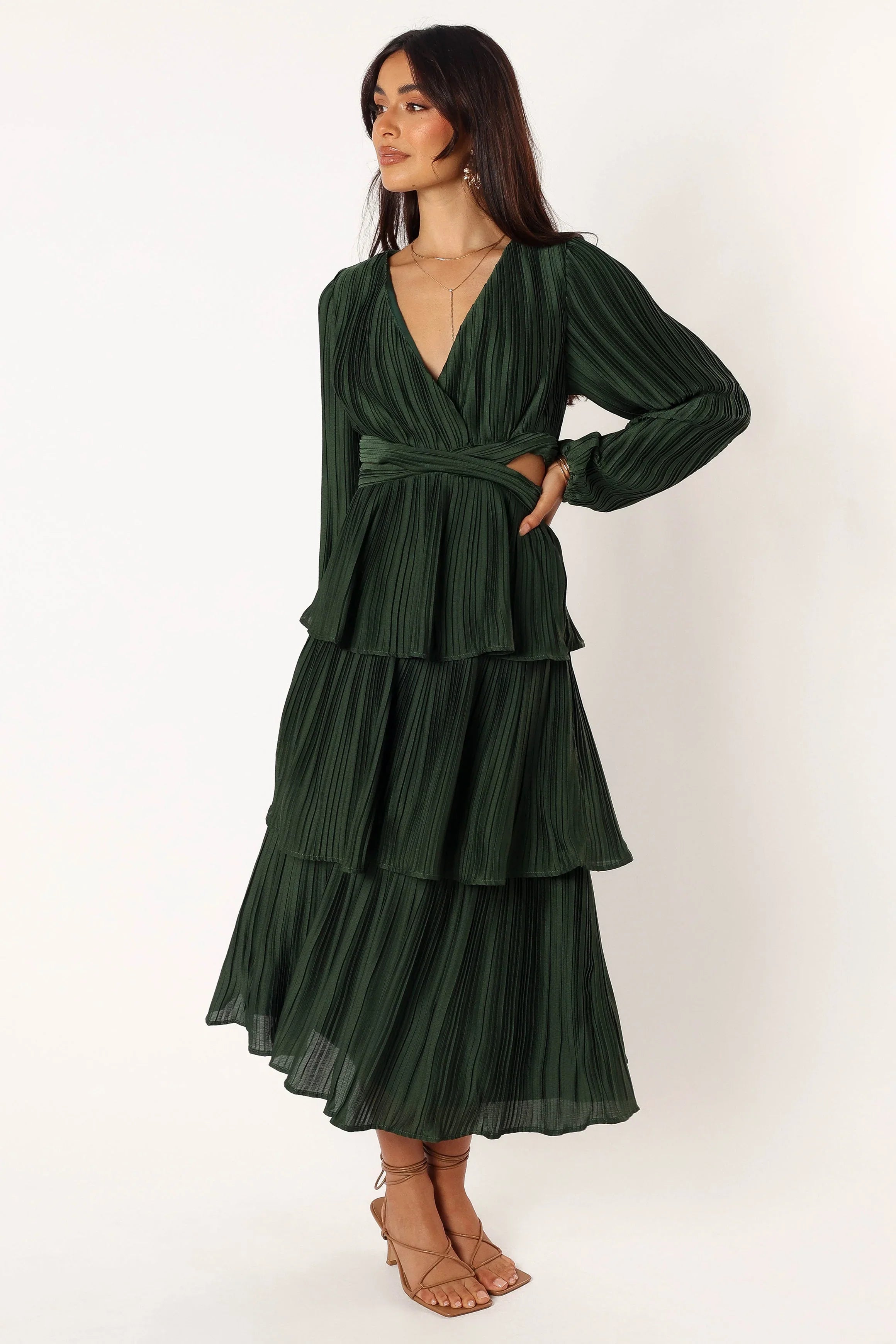Pippa Long Sleeve Midi Dress Emerald