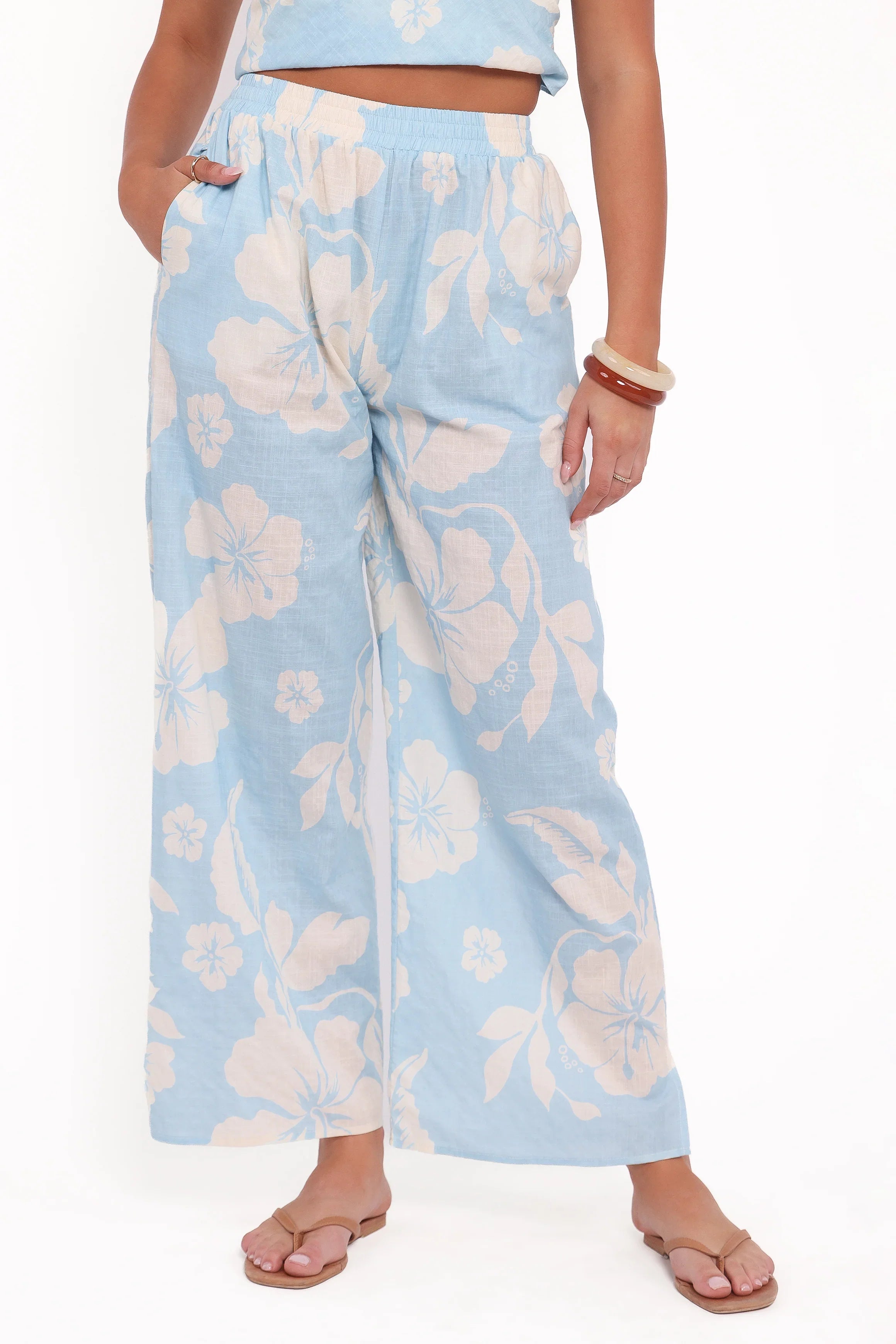 Lourdes Wide Leg Pant Blue Hibiscus