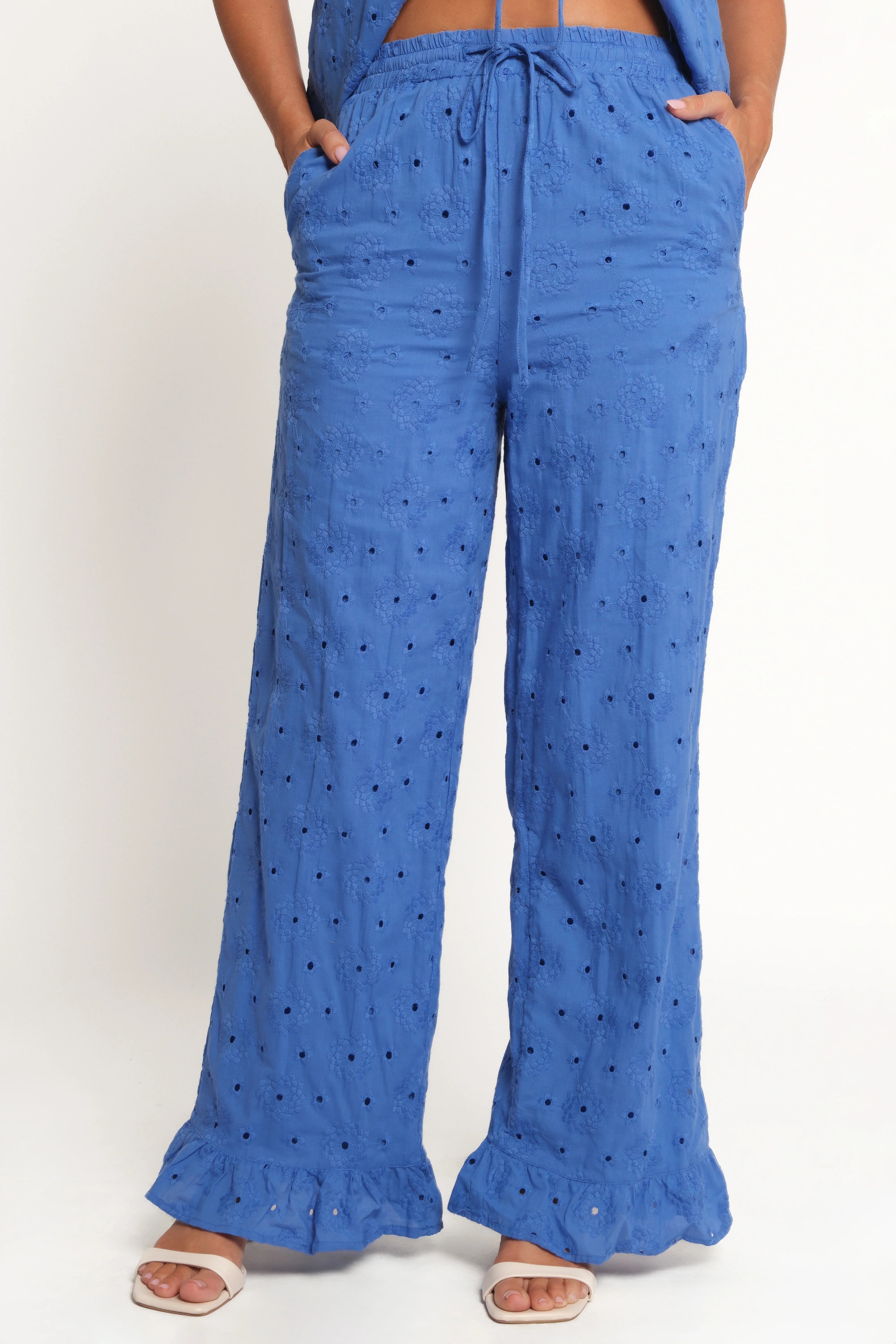 Katya Embroidered Pants Cobalt