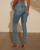 Jennings Super Stretch High Rise Slim Leg Split Hem Jeans