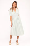 Ronnie Short Sleeve Midi Dress Green Blue Stripe