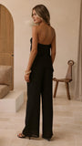 Zabrina Semi Sheer Strapless Top and Pants Set Black