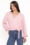 Etta Ballet Wrap Knit Sweater Pink