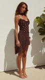 Alora Scoop Neck Mini Dress Choc Lemon Polka