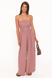 Paige Strapless Jumpsuit Red Gingham