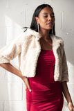 Lucie Faux Fur Crop Jacket Cream