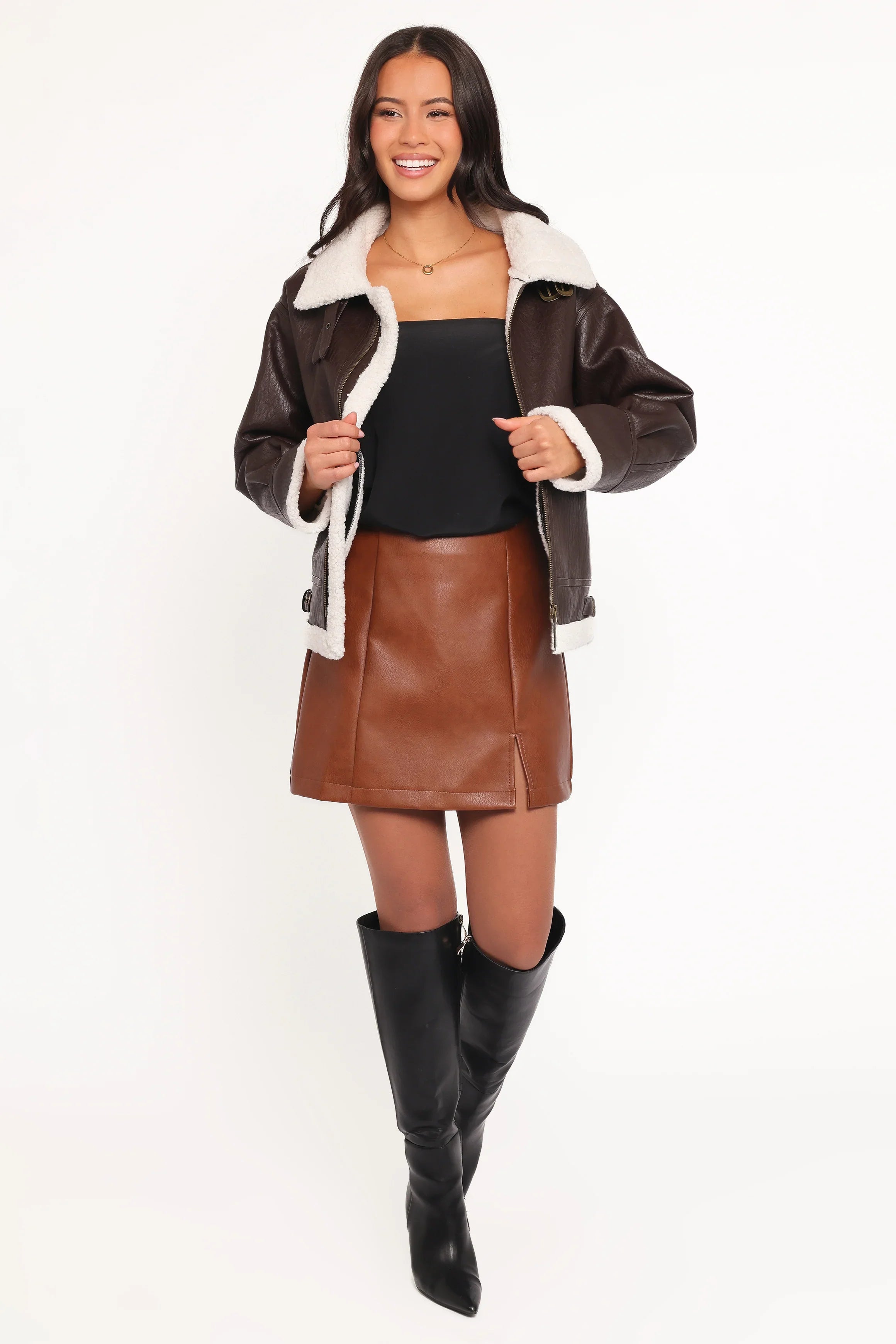 Baxter Shearling Lined Jacket Brown