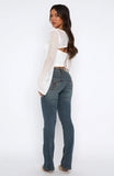 Wait For No One Low Rise Bootleg Jeans Mid Vintage Blue