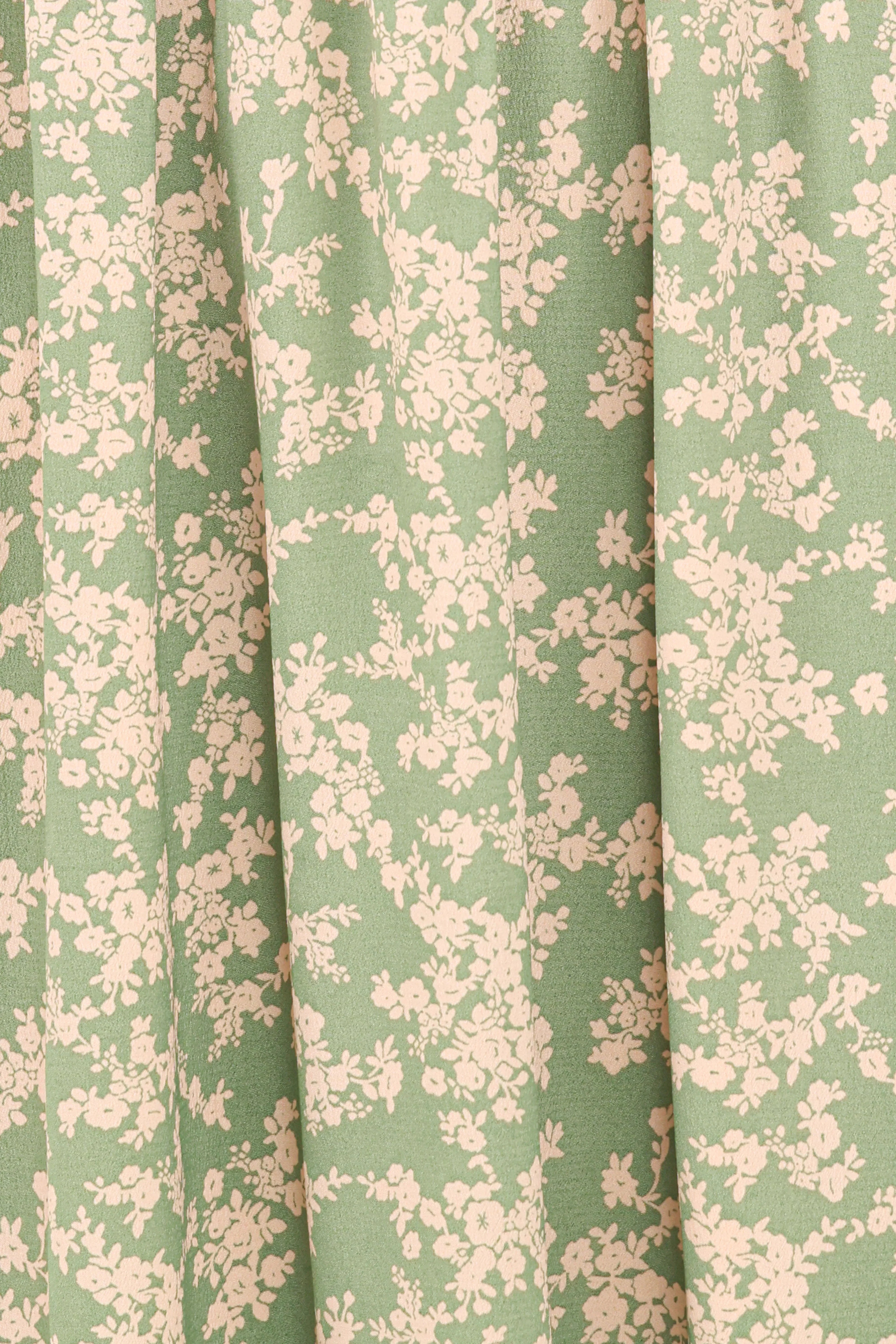 Ashara Long Sleeve Midi Dress Green Floral